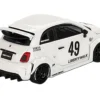ABARTH 595 #49 "LB-Works x Abas Works" Gara White Limited Edition 1/64 Diecast Model Car by Mini GT