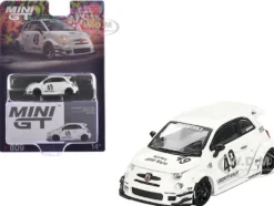 ABARTH 595 #49 "LB-Works x Abas Works" Gara White Limited Edition 1/64 Diecast Model Car by Mini GT