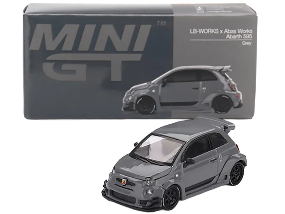 ABARTH 595 #49 "LB-Works x Abas Works" Gray Limited Edition 1/64 Diecast Model Car by Mini GT