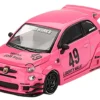 ABARTH 595 #49 "LB-Works x Abas Works" Pink Limited Edition 1/64 Diecast Model Car by Mini GT