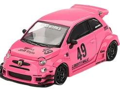 ABARTH 595 #49 "LB-Works x Abas Works" Pink Limited Edition 1/64 Diecast Model Car by Mini GT