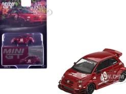 ABARTH 595 #49 "LB-Works x Abas Works" Red Limited Edition 1/64 Diecast Model Car by Mini GT