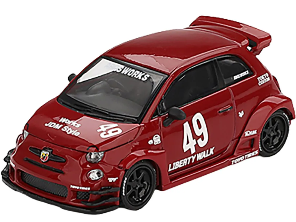ABARTH 595 #49 "LB-Works x Abas Works" Red Limited Edition 1/64 Diecast Model Car by Mini GT