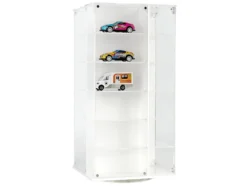 Acrylitower Showcase 24 Car Display Desktop Spinner with Cover White "Mijo Exclusives" for 1/64 Scale Models