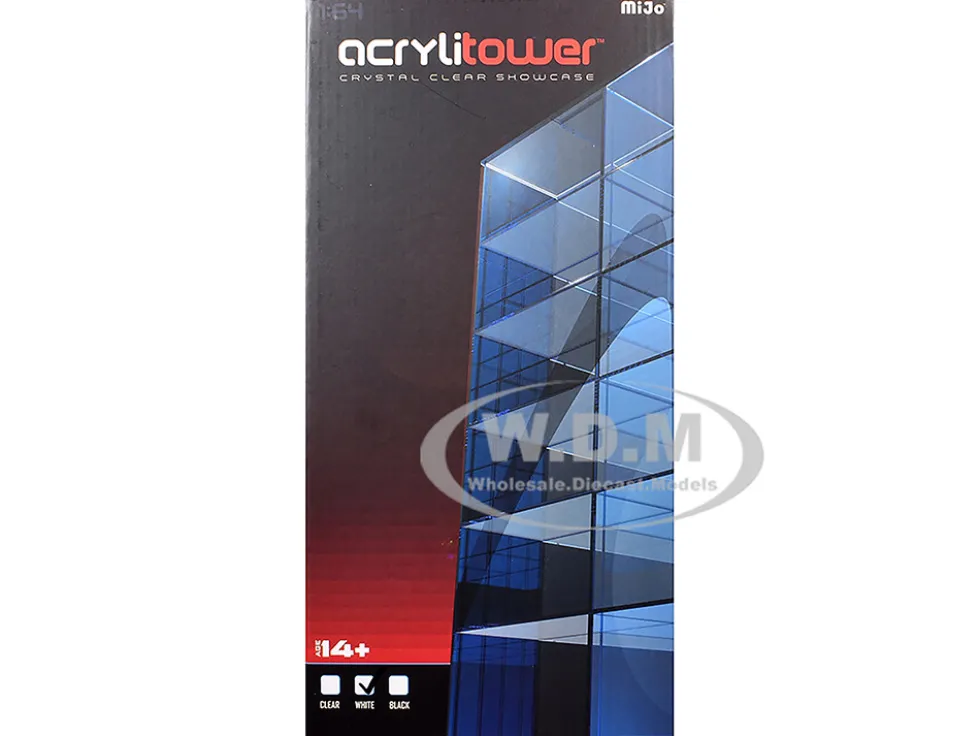 Acrylitower Showcase 24 Car Display Desktop Spinner with Cover White "Mijo Exclusives" for 1/64 Scale Models