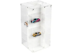Acrylitower Showcase 24 Car Display Desktop Spinner with Cover White