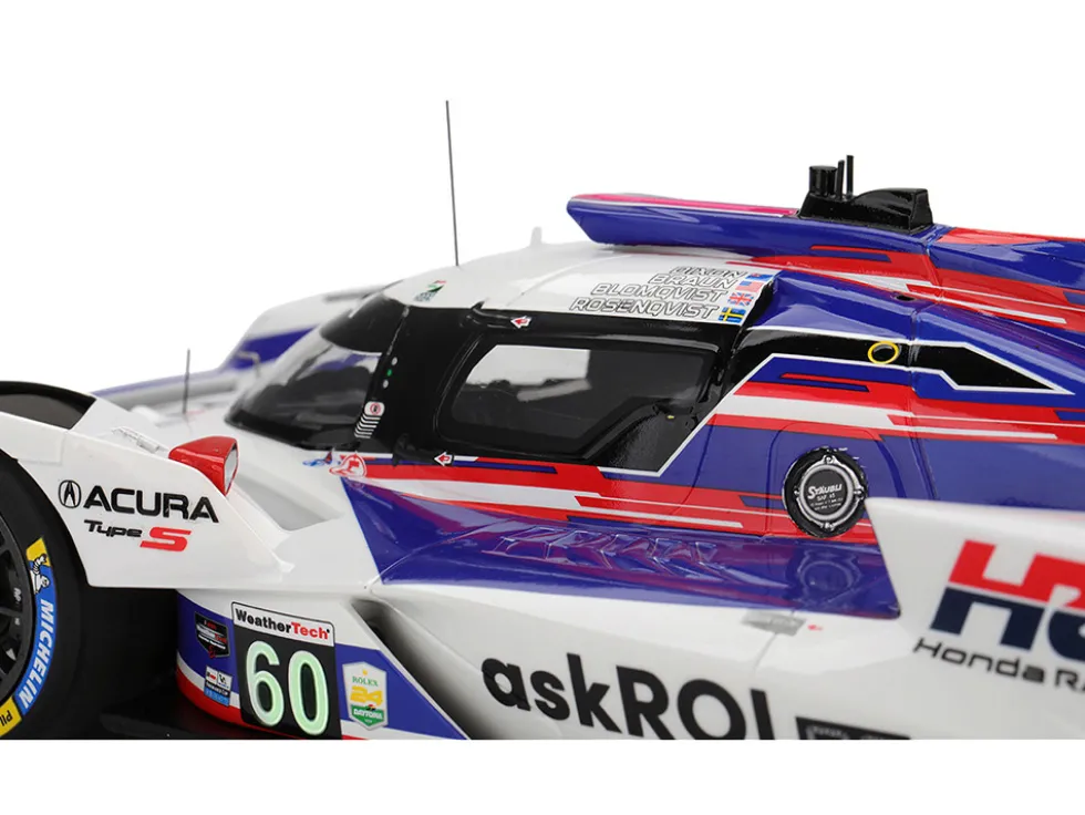 Acura ARX-06 GTP #60 Tom Blomqvist - Colin Braun - Scott Dixon - Felix Rosenqvist "Acura Meyer Shank Racing with Curb-Agajanian" 2nd Place IMSA "24 Hours of Daytona" (2025) 1/18 Model Car by Top Speed