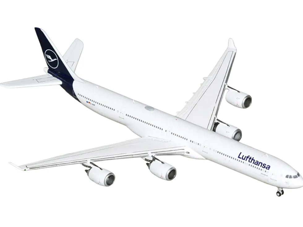 Airbus A340-600 Commercial Aircraft "Lufthansa" (D-AIHF) White with Dark Blue Tail 1/400 Diecast Model Airplane by GeminiJets