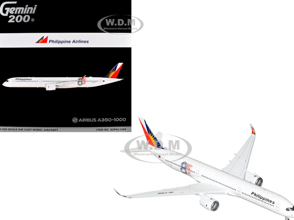Airbus A350-1000 Commercial Aircraft "Philippine Airlines" (RP-C3510) White with Tail Graphics "Gemini 200" Series 1/200 Diecast Model Airplane by GeminiJets