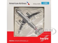 Airbus A320 Commercial Aircraft "American Airlines" (N680AW) Silver with Blue and Red Tail 1/500 Diecast Model Airplane by Herpa
