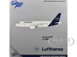 Airbus A319-100 Commercial Aircraft "Lufthansa" (D-AIBF) White with Dark Blue Tail 1/400 Diecast Model Airplane by GeminiJets