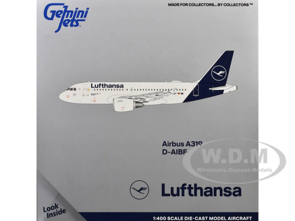 Airbus A319-100 Commercial Aircraft "Lufthansa" (D-AIBF) White with Dark Blue Tail 1/400 Diecast Model Airplane by GeminiJets