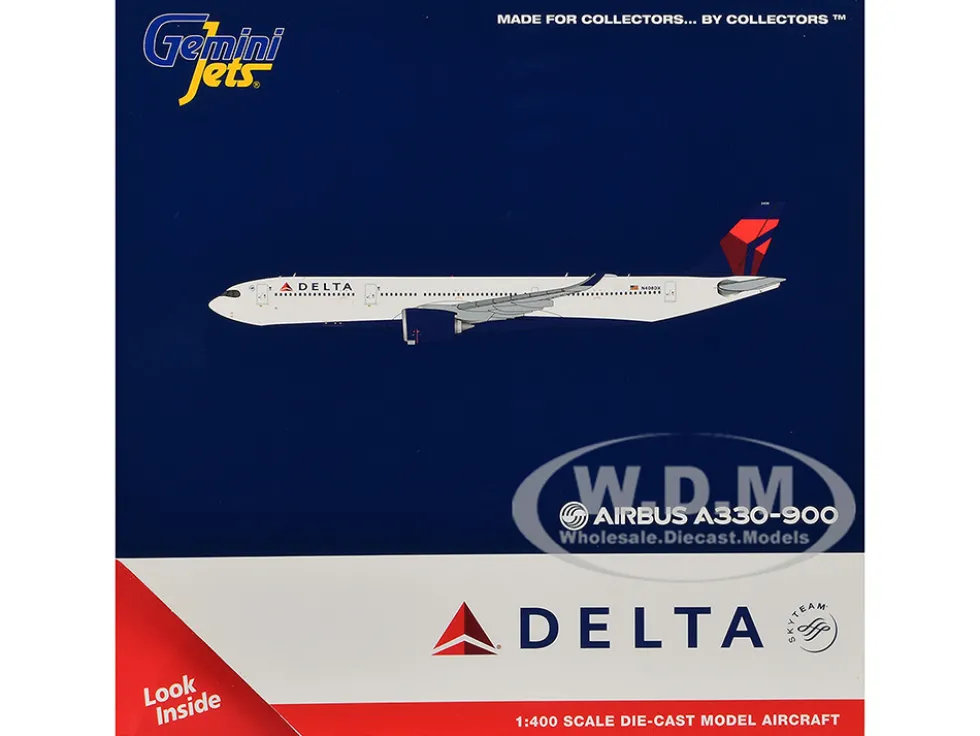 Airbus A330-900 Commercial Aircraft "Delta Air Lines" (N408DX) White with Red and Blue Tail 1/400 Diecast Model Airplane by GeminiJets