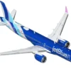 Airbus A220-300 Commercial Aircraft "JetBlue Airways" (N3241J) Blue with Striped Tail 1/400 Diecast Model Airplane by GeminiJets
