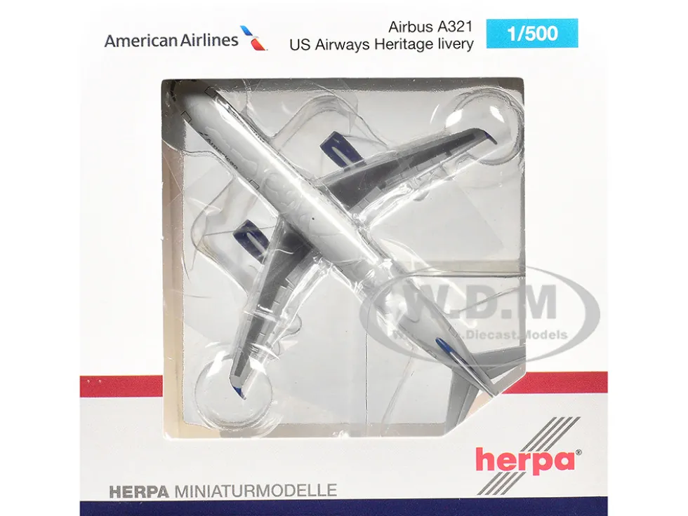 Airbus A321 Commercial Aircraft "American Airlines" (N578UW) Gray with Blue Tail 1/500 Diecast Model Airplane by Herpa