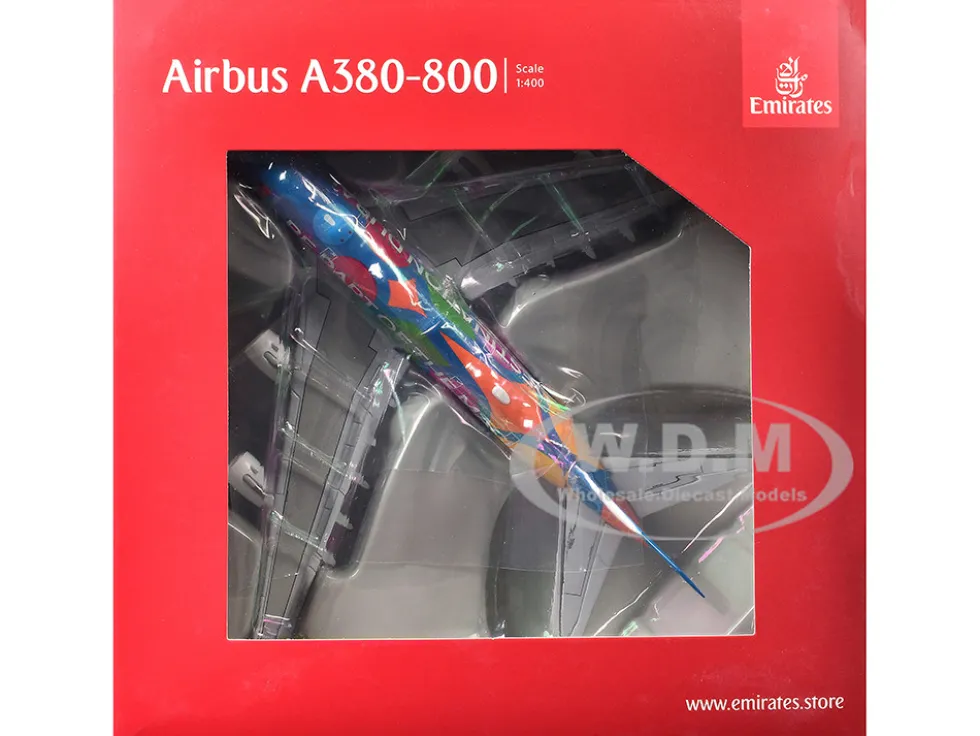 Airbus A380-800 Commercial Aircraft "Emirates Airlines - Destination Dubai" (A6-EES) Blue with Graphics 1/400 Diecast Model Airplane by GeminiJets