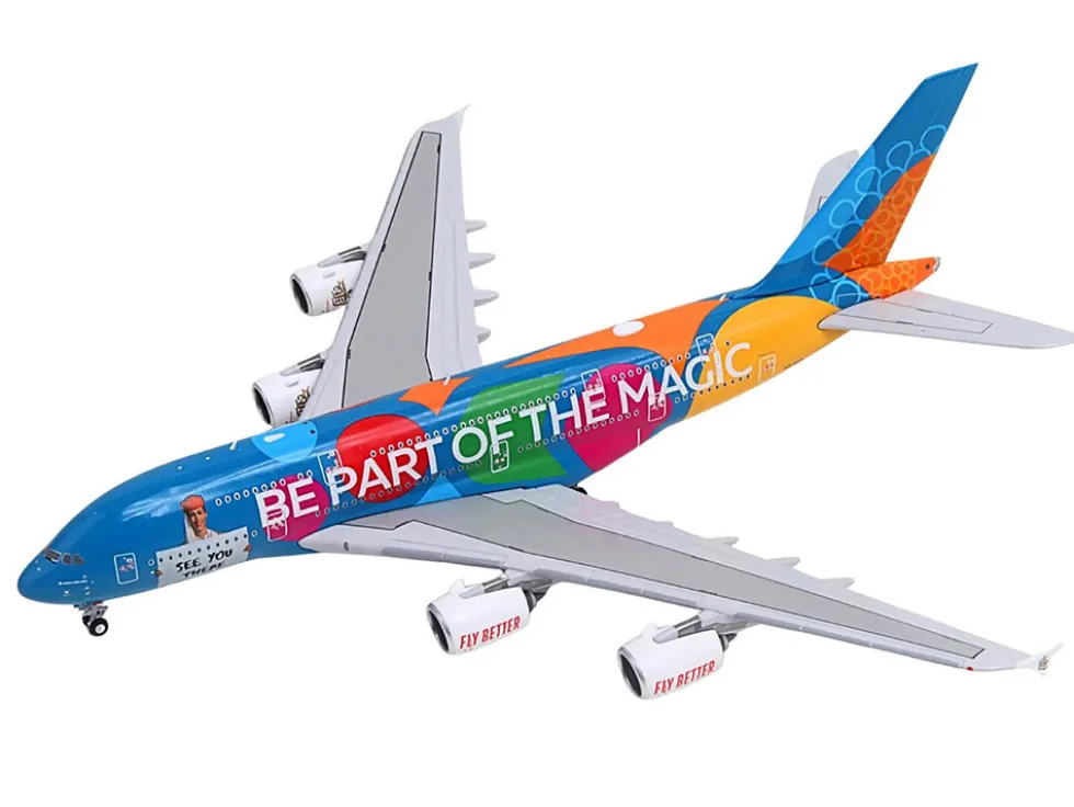 Airbus A380-800 Commercial Aircraft "Emirates Airlines - Destination Dubai" (A6-EES) Blue with Graphics 1/400 Diecast Model Airplane by GeminiJets