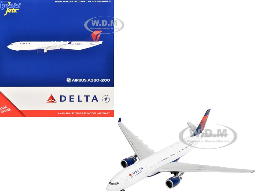 Airbus A330-200 Commercial Aircraft "Delta Air Lines" (N852NW) White with Red and Blue Tail 1/400 Diecast Model Airplane by GeminiJets