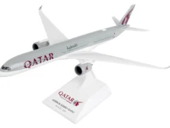 Airbus A350-1000 Commercial Aircraft "Qatar Airways" (A7-ANA) Gray with Tail Graphics (Snap-Fit) 1/200 Plastic Model by Skymarks