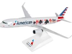 Airbus A321 Commercial Aircraft "American Airlines - Stand Up To Cancer" (N162AA) Gray with Graphics (Snap-Fit) 1/150 Plastic Model by Skymarks