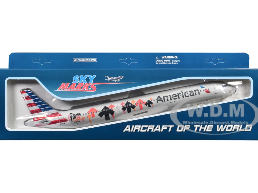 Airbus A321 Commercial Aircraft "American Airlines - Stand Up To Cancer" (N162AA) Gray with Graphics (Snap-Fit) 1/150 Plastic Model by Skymarks