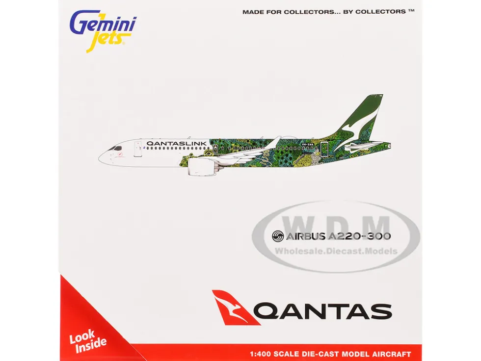 Airbus A220-300 Commercial Aircraft "QantasLink - Minyma Kutjara Tjukurpa" (VH-X4A) White with Graphics 1/400 Diecast Model Airplane by GeminiJets