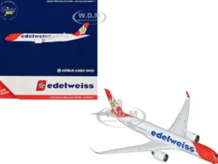 Airbus A350-900 Commercial Aircraft with Flaps Down Configuration "Edelweiss Air" (HB-IHC) White with Red Tail 1/400 Diecast Model Airplane by GeminiJets