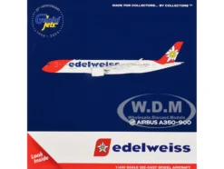 Airbus A350-900 Commercial Aircraft with Flaps Down Configuration "Edelweiss Air" (HB-IHC) White with Red Tail 1/400 Diecast Model Airplane by GeminiJets