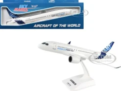 Airbus A220-100 Commercial Aircraft "Airbus Corporate Livery" (C-FFDO) White with Blue Tail (Snap-Fit) 1/100 Plastic Model by Skymarks