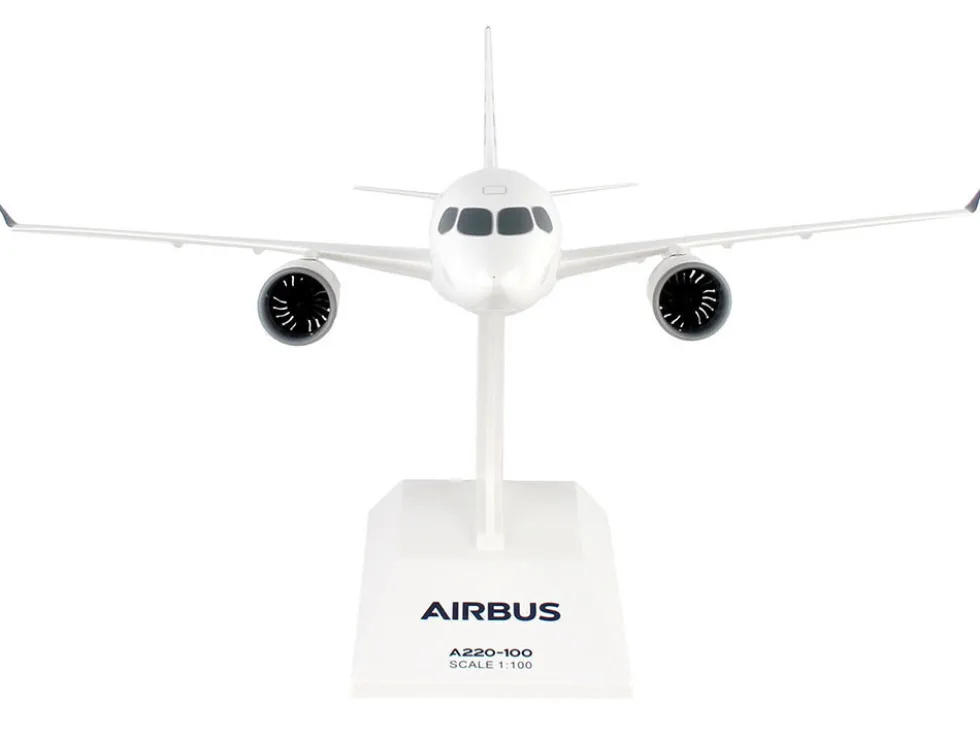 Airbus A220-100 Commercial Aircraft "Airbus Corporate Livery" (C-FFDO) White with Blue Tail (Snap-Fit) 1/100 Plastic Model by Skymarks