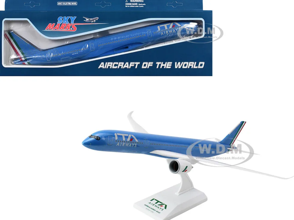 Airbus A350-900 Commercial Aircraft "ITA Airways" Blue with Striped Tail (Snap-Fit) 1/200 Plastic Model by Skymarks