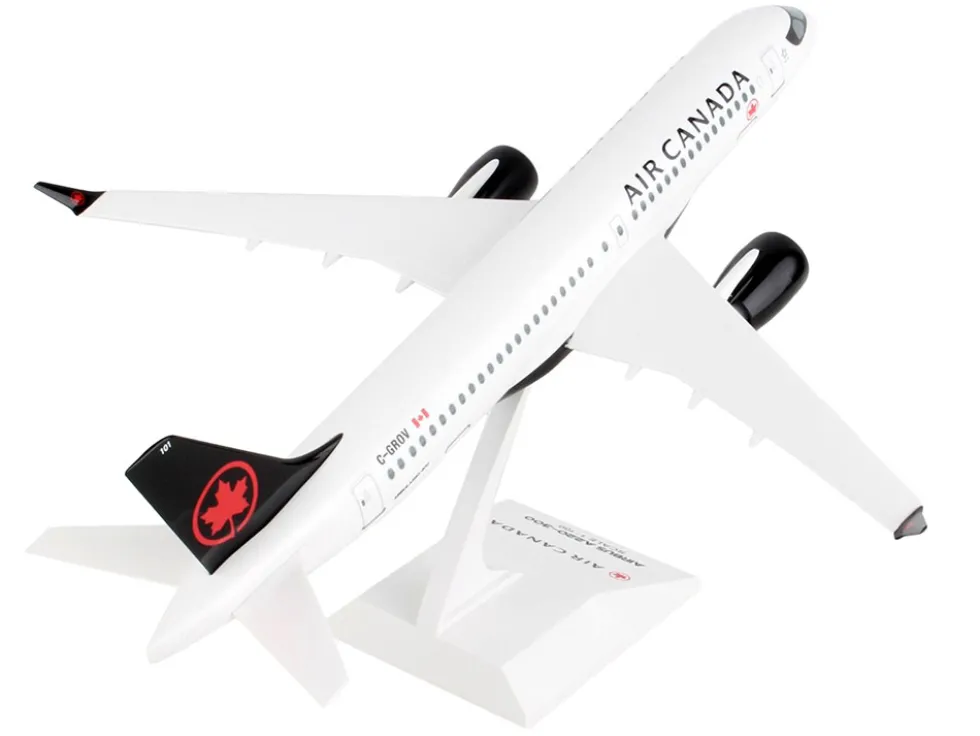 Airbus A220-300 Commercial Aircraft "Air Canada" (C-GROV) White with Black Tail (Snap-Fit) 1/100 Plastic Model by Skymarks
