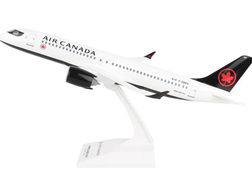 Airbus A220-300 Commercial Aircraft "Air Canada" (C-GROV) White with Black Tail (Snap-Fit) 1/100 Plastic Model by Skymarks
