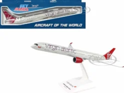 Airbus A350-1000 Commercial Aircraft "Virgin Atlantic Airways" (G-VXWB) Gray with Red Tail (Snap-Fit) 1/200 Plastic Model by Skymarks