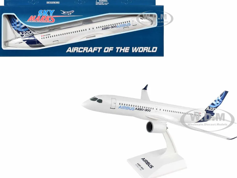 Airbus A220-300 Commercial Aircraft "Airbus" (C-FFDO) White with Blue Tail (Snap-Fit) 1/100 Plastic Model by Skymarks