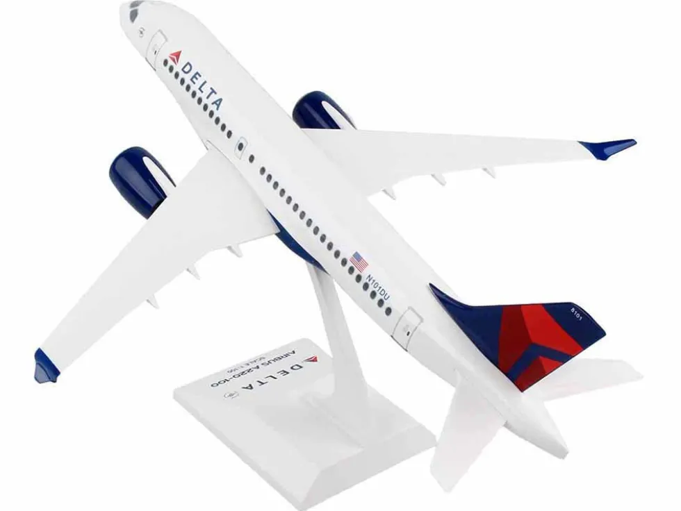 Airbus A220-100 Commercial Aircraft "Delta Air Lines" (N101DU) White with Red and Blue Tail (Snap-Fit) 1/100 Plastic Model by Skymarks