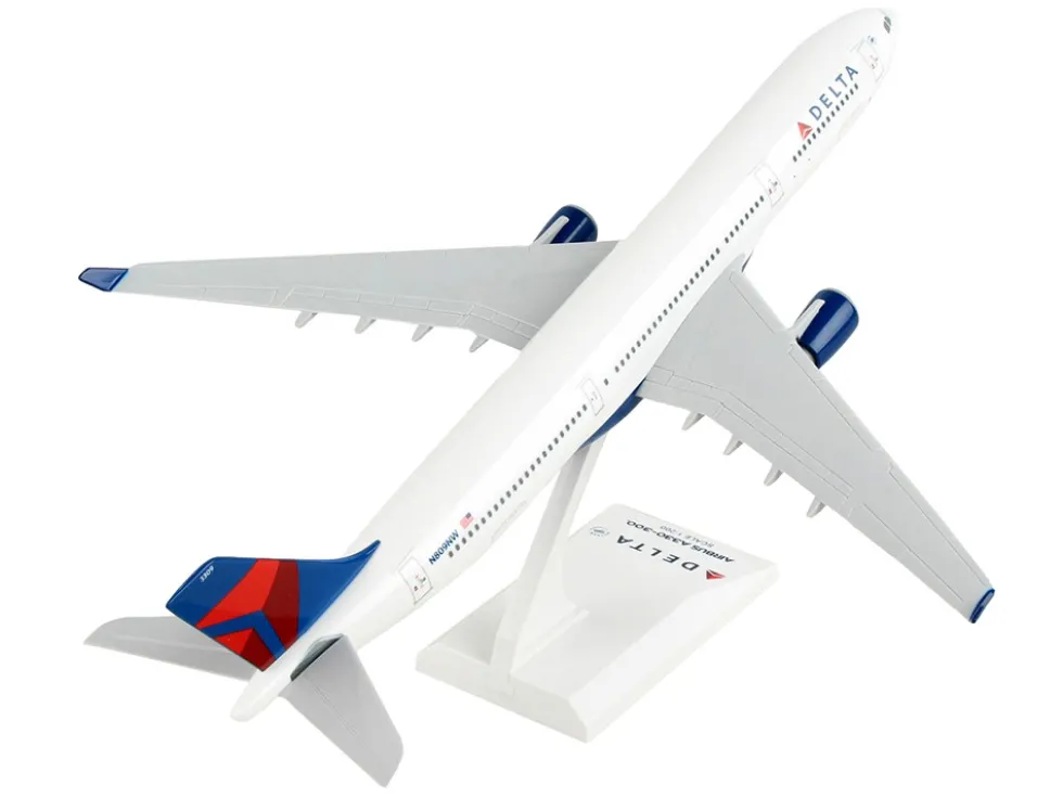 Airbus A330-300 Commercial Aircraft "Delta Air Lines" (N809NW) White with Red and Blue Tail (Snap-Fit) 1/200 Plastic Model by Skymarks
