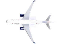 Airbus A220 300 Commercial Aircraft Delta Air Lines N301DU White with Red and Blue Tail Snap Fit 1/200 Plastic Model Skymarks SKR1091