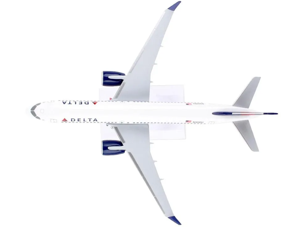 Airbus A220 300 Commercial Aircraft Delta Air Lines N301DU White with Red and Blue Tail Snap Fit 1/200 Plastic Model Skymarks SKR1091