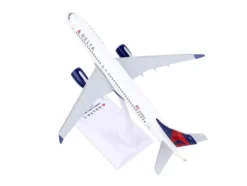 Airbus A220 300 Commercial Aircraft Delta Air Lines N301DU White with Red and Blue Tail Snap Fit 1/200 Plastic Model Skymarks SKR1091