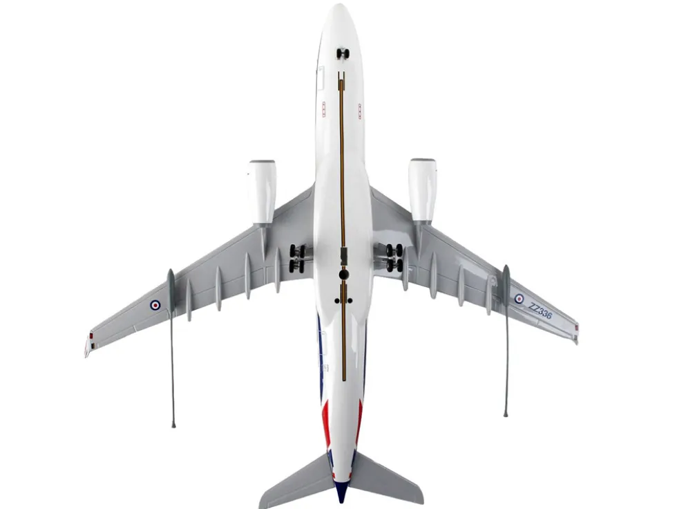 Airbus A330 MRTT Voyager Commercial Aircraft with Landing Gear "United Kingdom Royal Air Force" (ZZ336) White with Red and Blue Stripes (Snap-Fit) 1/200 Plastic Model by Skymarks