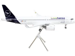 Airbus A320neo Commercial Aircraft Lufthansa LoveHansa White with Blue Tail Gemini 200 Series 1/200 Diecast Model Airplane GeminiJets G2DLH1198