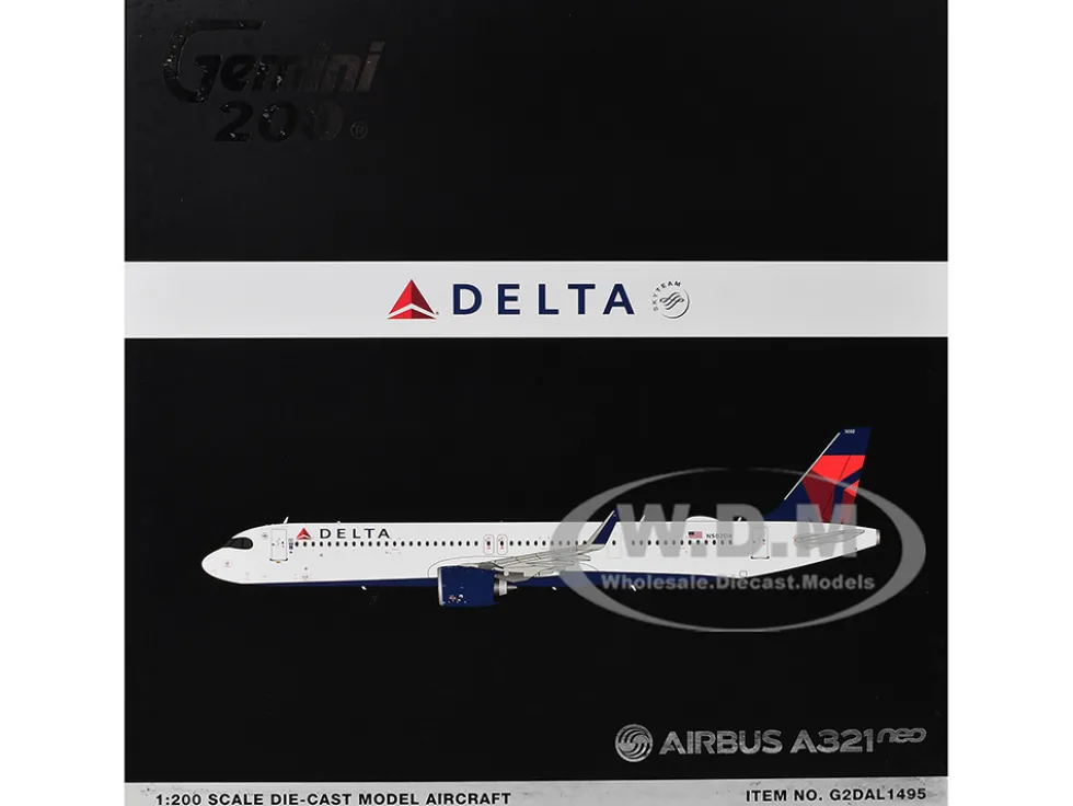 Airbus A321neo Commercial Aircraft "Delta Air Lines" (N502DX) White with Blue and Red Tail "Gemini 200" Series 1/200 Diecast Model Airplane by GeminiJets