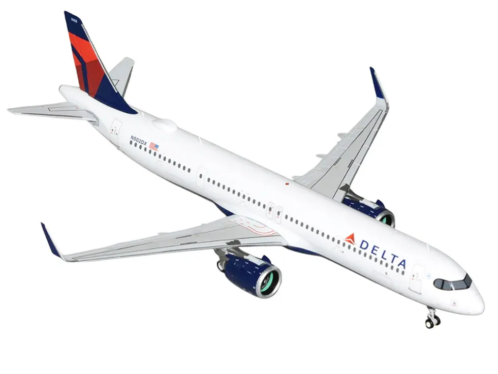Airbus A321neo Commercial Aircraft "Delta Air Lines" (N502DX) White with Blue and Red Tail "Gemini 200" Series 1/200 Diecast Model Airplane by GeminiJets