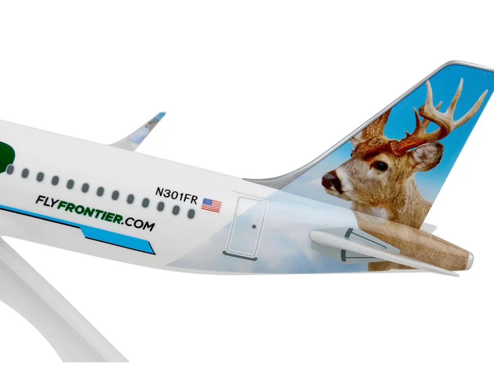Airbus A320neo Commercial Aircraft "Frontier Airlines - Wilbur the Whitetail" (N301FR) White with Tail Graphics (Snap-Fit) 1/150 Plastic Model by Skymarks