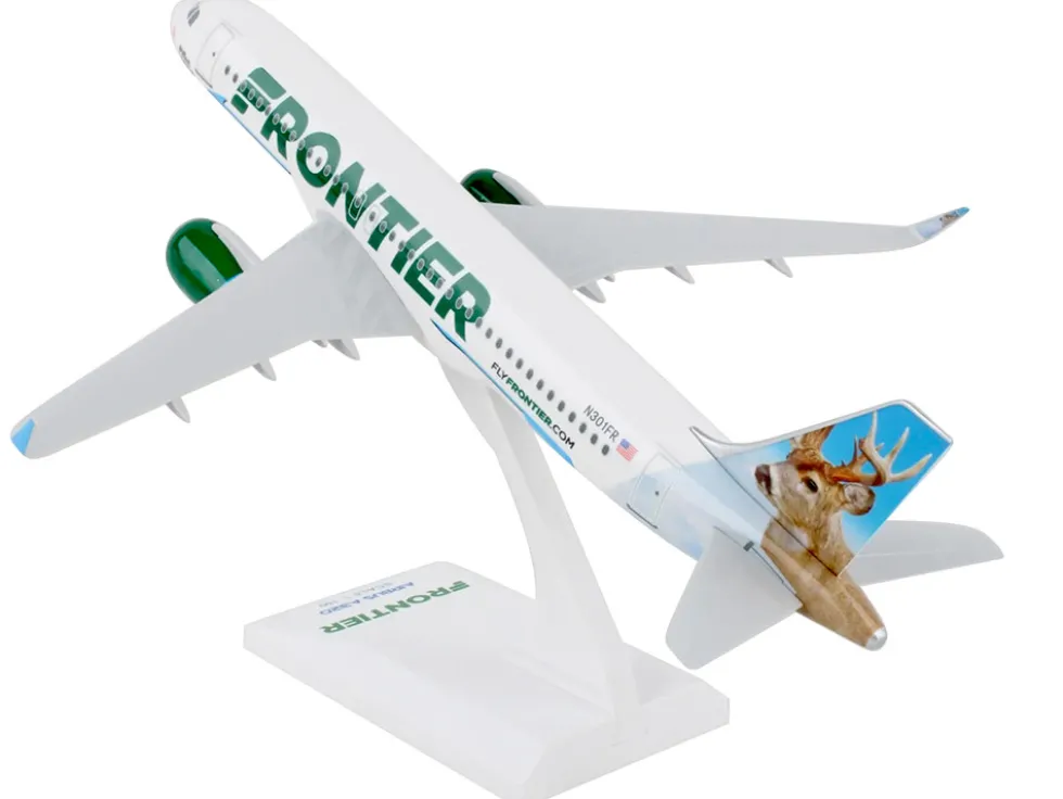 Airbus A320neo Commercial Aircraft "Frontier Airlines - Wilbur the Whitetail" (N301FR) White with Tail Graphics (Snap-Fit) 1/150 Plastic Model by Skymarks