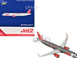 Airbus A321neo Commercial Aircraft "Jet2" (G-SUNO) Gray Metallic with Red Tail 1/400 Diecast Model Airplane by GeminiJets