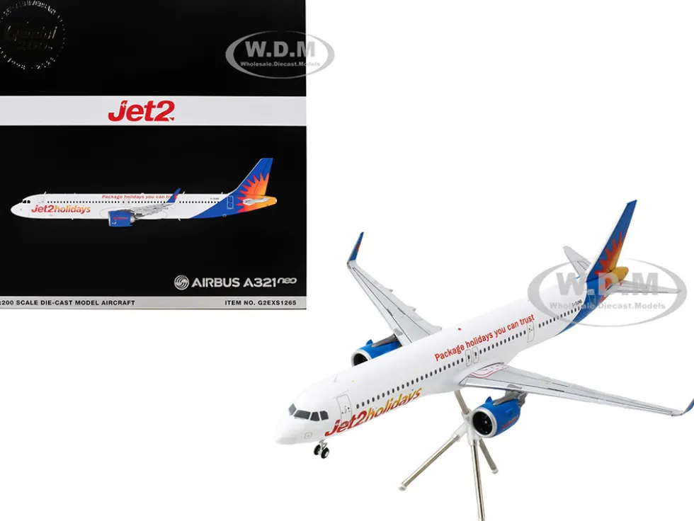 Airbus A321neo Commercial Aircraft "Jet2Holidays" (G-SUNB) White with Tail Graphics "Gemini 200" Series 1/200 Diecast Model Airplane by GeminiJets