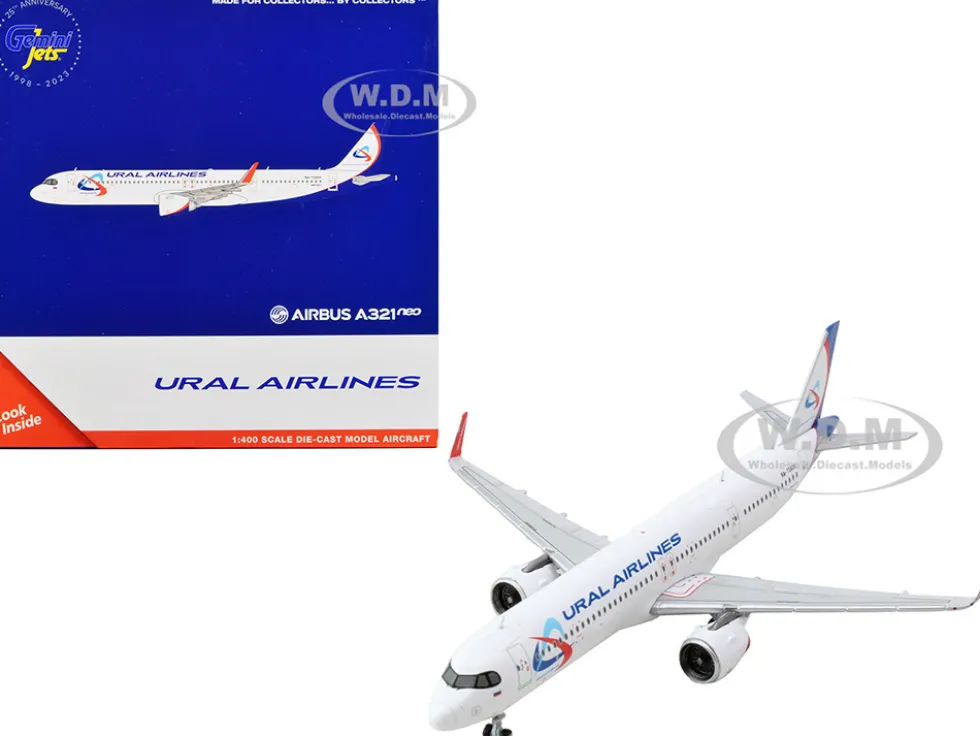 Airbus A321neo Commercial Aircraft Ural Airlines White with Blue Tail 1/400 Diecast Model Airplane GeminiJets GJ2195