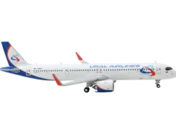 Airbus A321neo Commercial Aircraft Ural Airlines White with Blue Tail 1/400 Diecast Model Airplane GeminiJets GJ2195